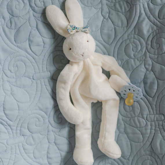 Petite Fleur Blue Bunny Buddy | Pacifier Holder