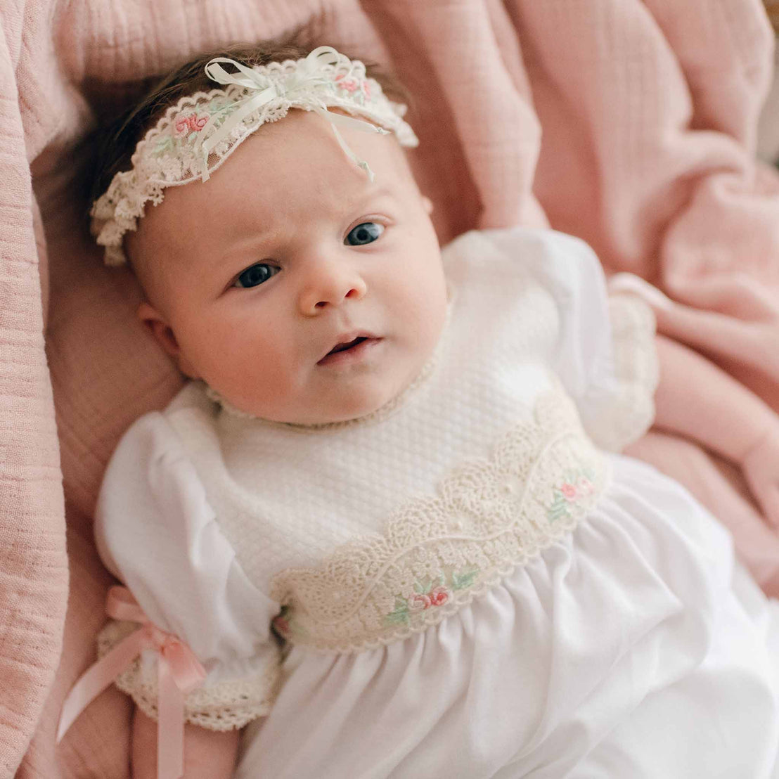 Chloe lace headband on baby girl