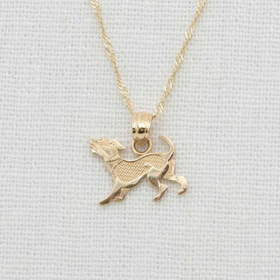 Gold puppy dog charm with chain