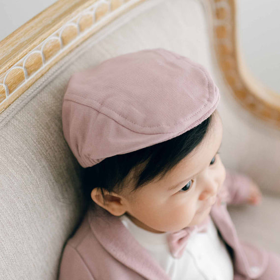 Baby boy mauve cotton newsboy cap