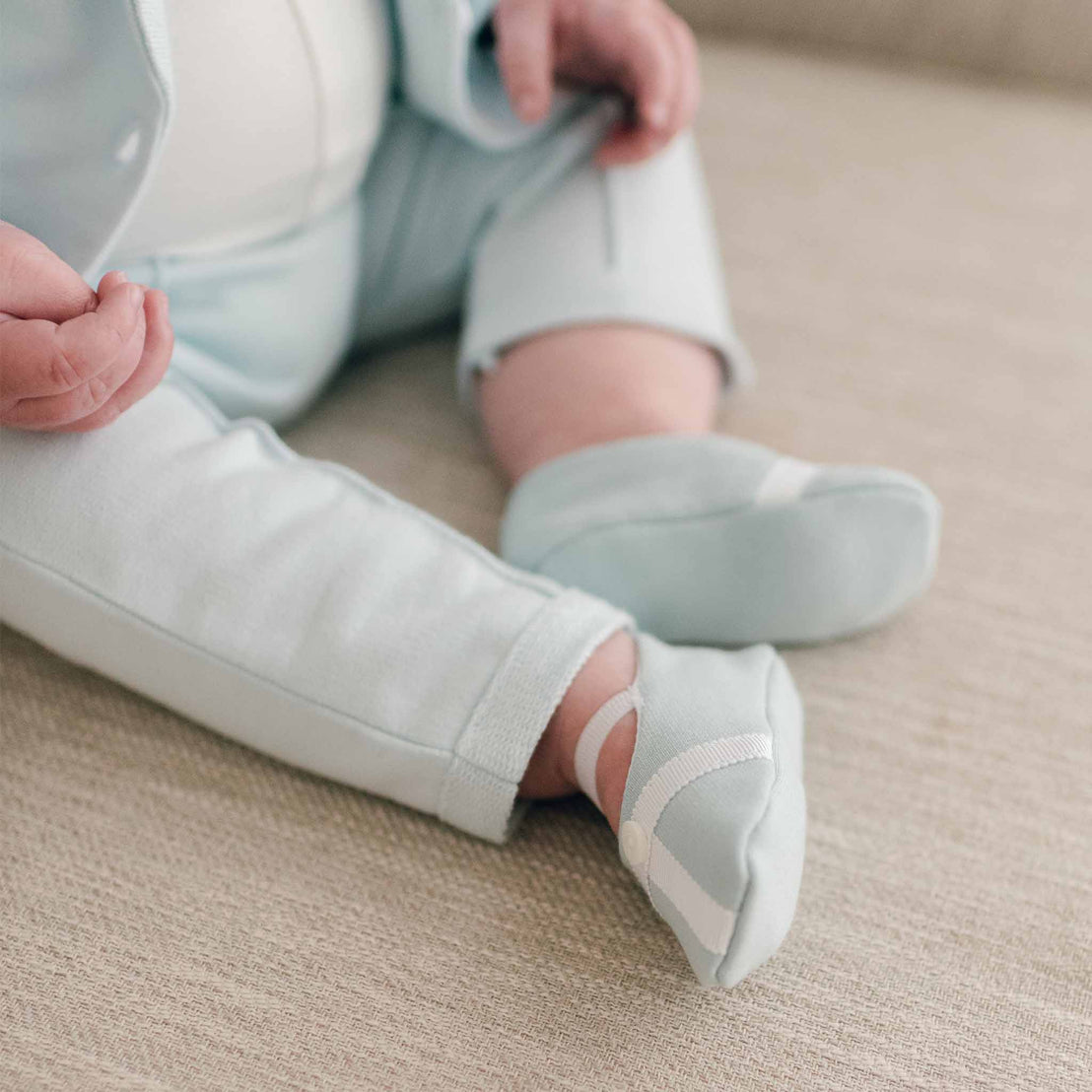 Robin's egg blue Milo booties baby boy