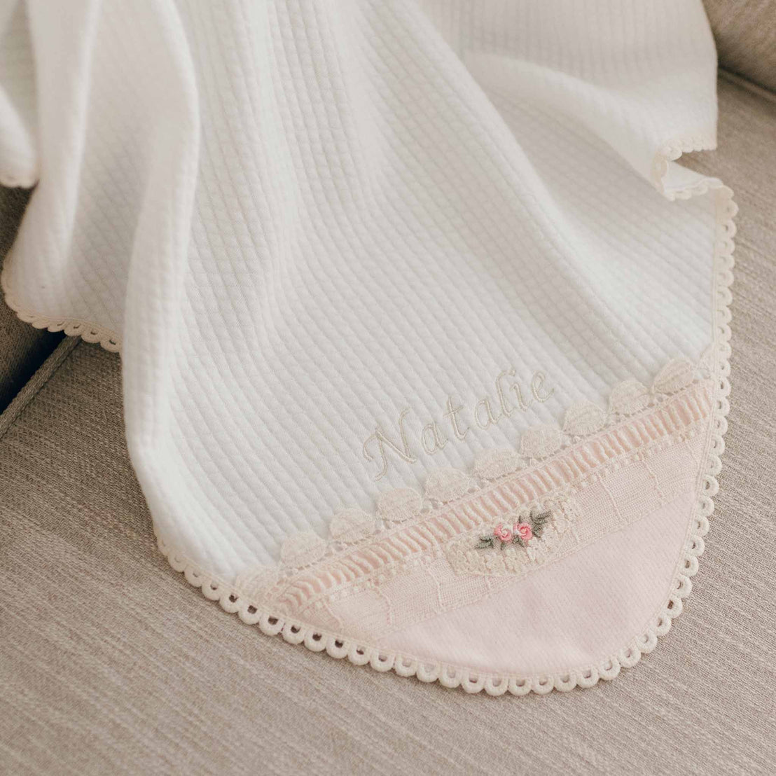 Natalie embroidered blanket