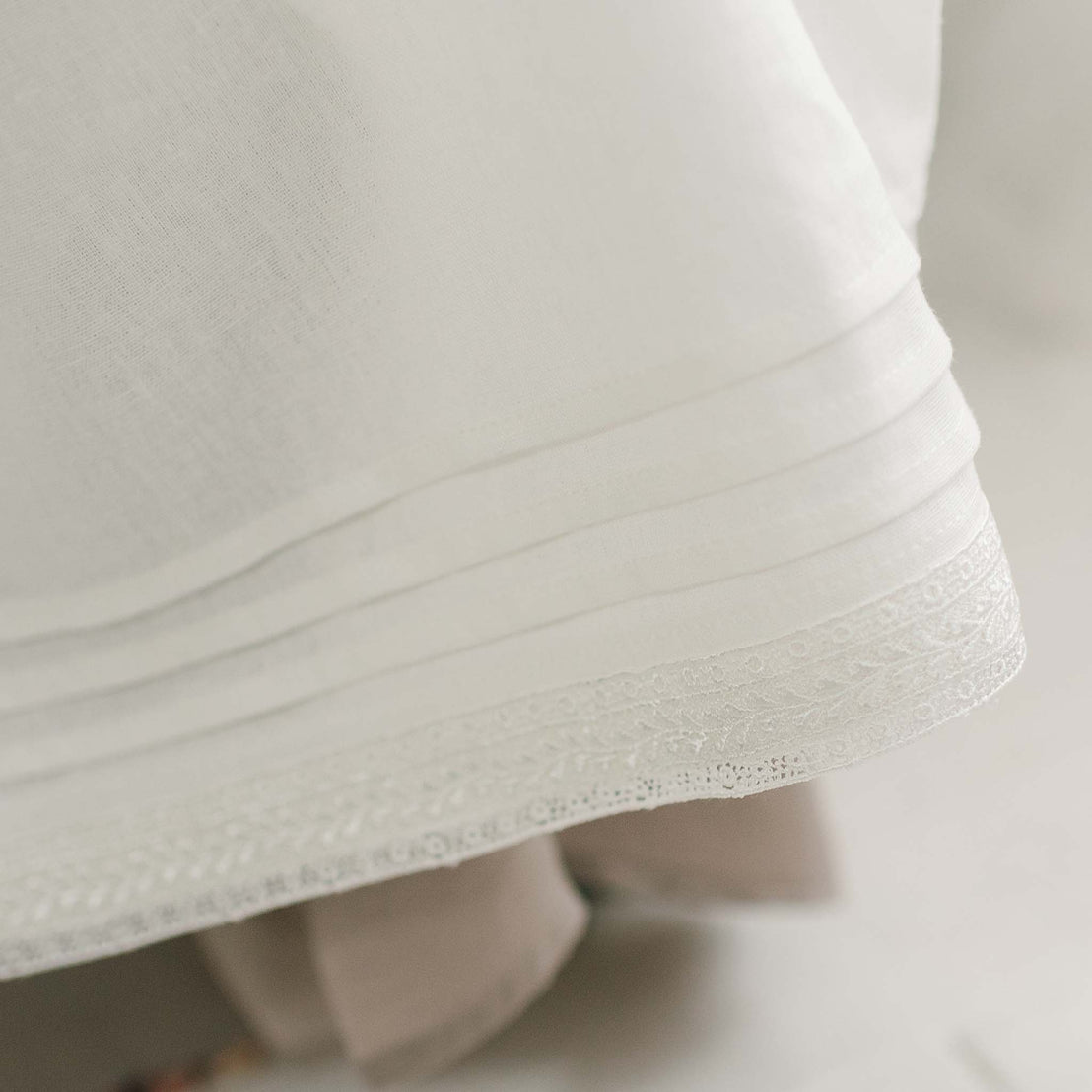 Oliver Linen Convertible Skirt lace hem christening gowndetail