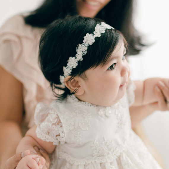 Baby girl embroidered flower lace soft headband