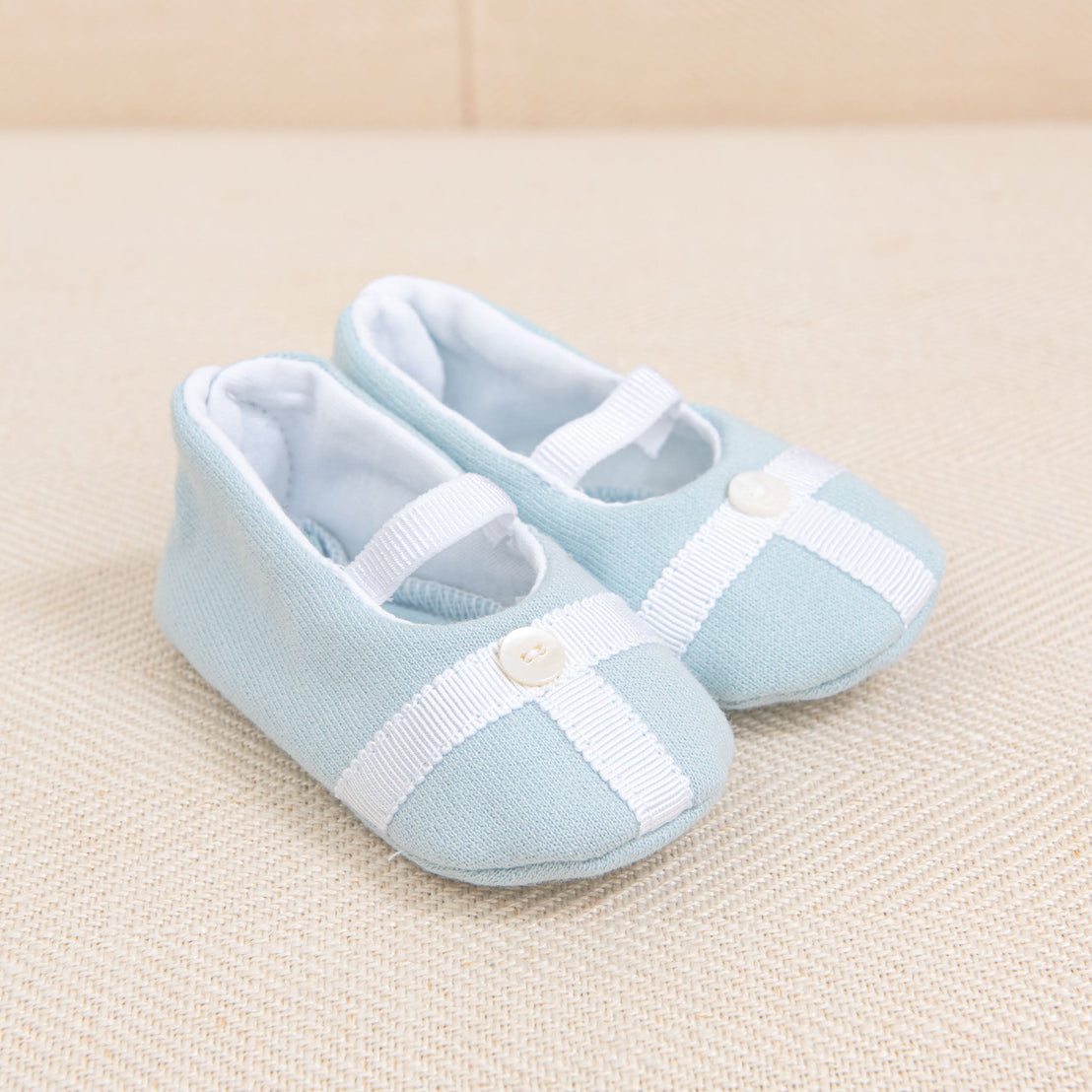 Boys robin's egg blue cotton booties