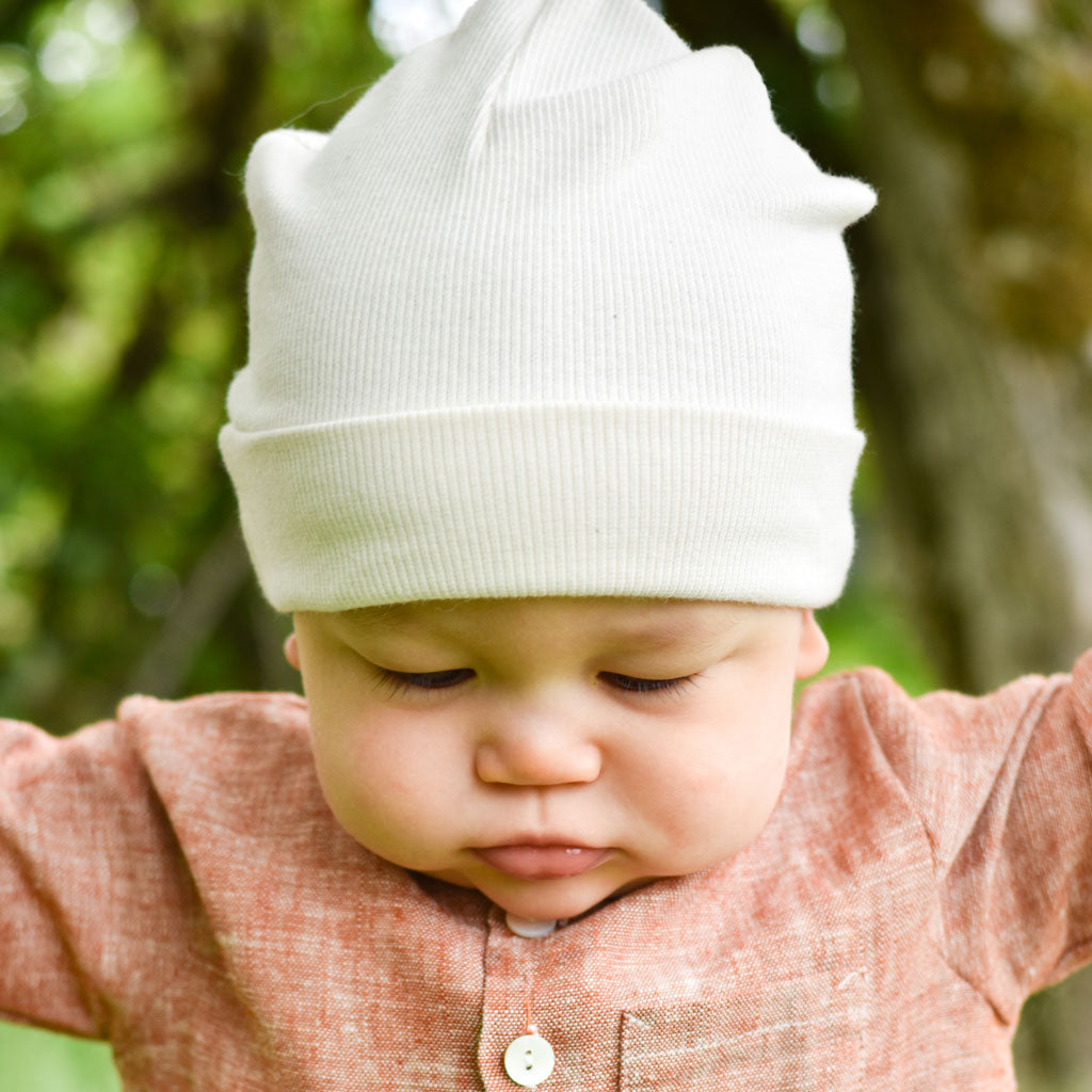 Natural Ivory Ribbed Pima Beanie