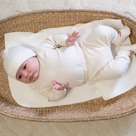 Natural Ivory Ribbed Cotton Top & Leggings