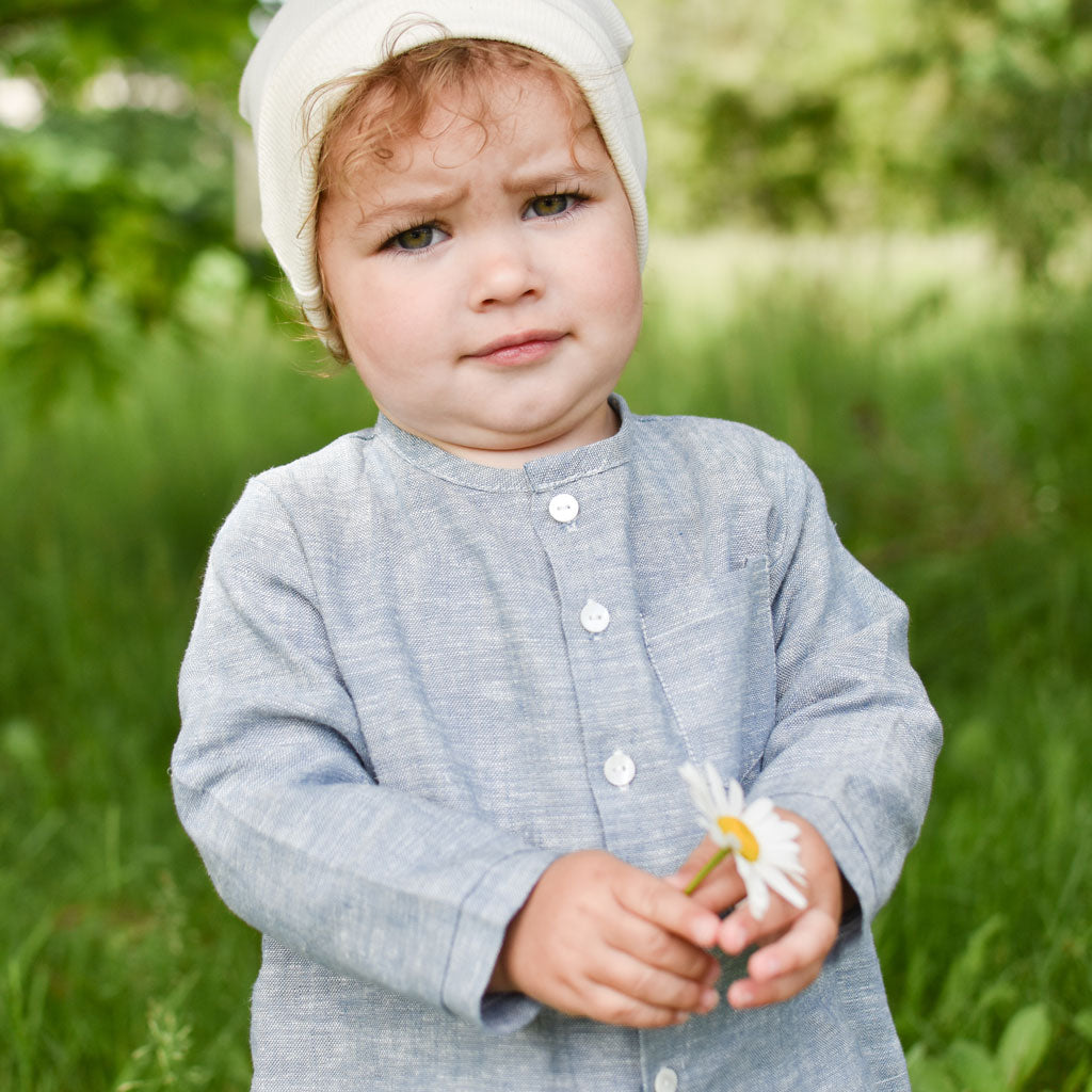 Natural Ivory Ribbed Pima Beanie