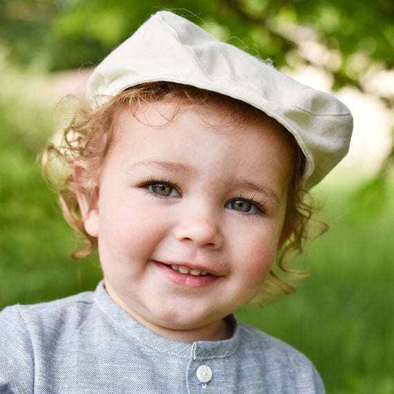 Ivory Linen Newsboy Cap