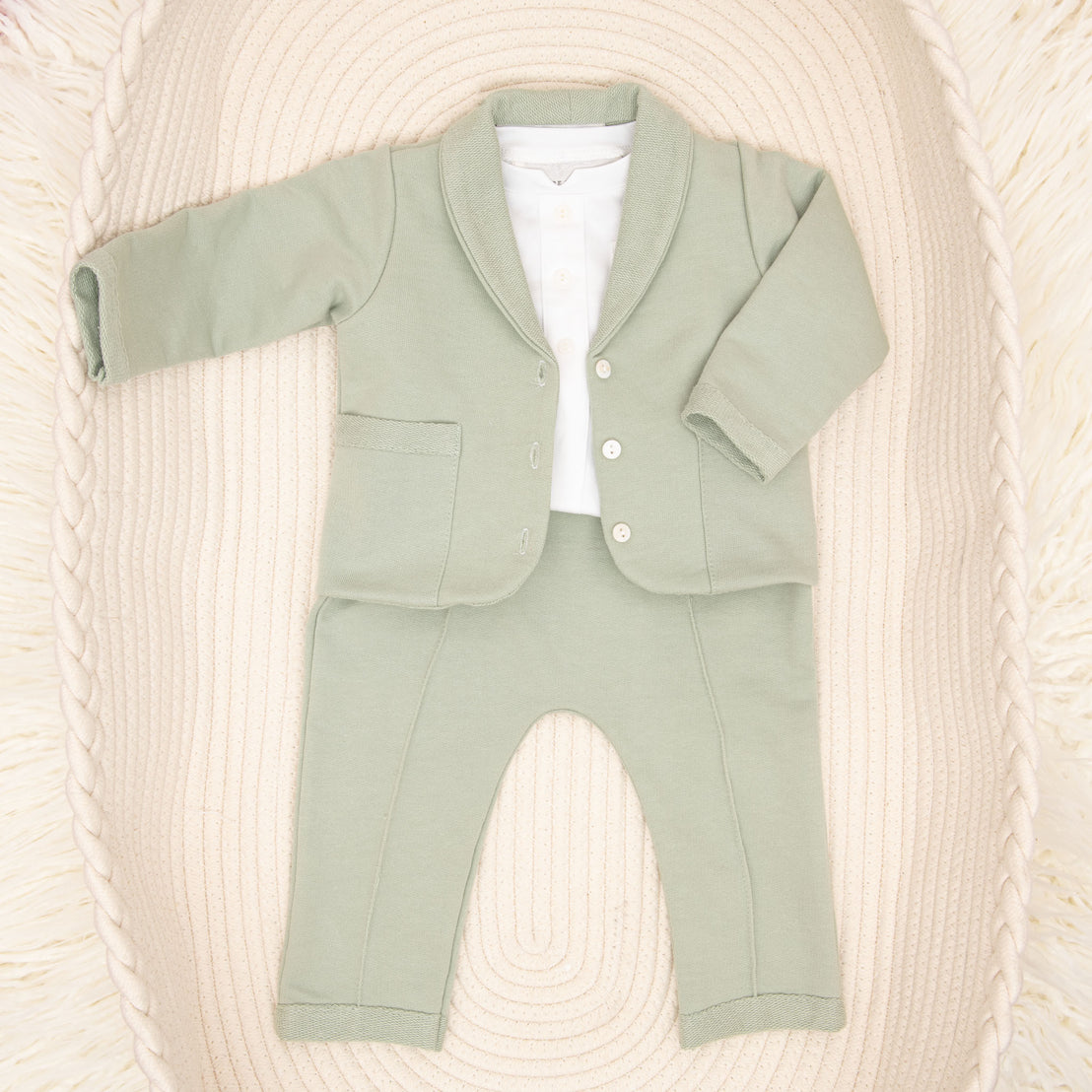 Milo sage green suit in basket